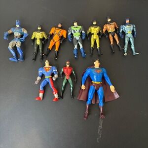 Lot Of 10 DC Comics 7 Batman Superman Robin Action Figures Vintage Toys Lot 90s